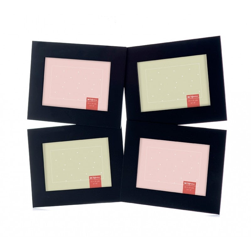Vierluik fotolijst 10x15 cm zwart - model 575