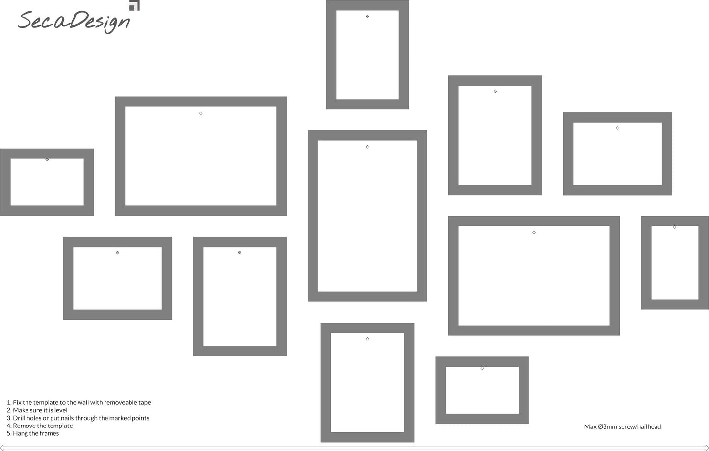 Fotomuur - 12 fotolijsten - SecaDesign Piazza Gallery - wit