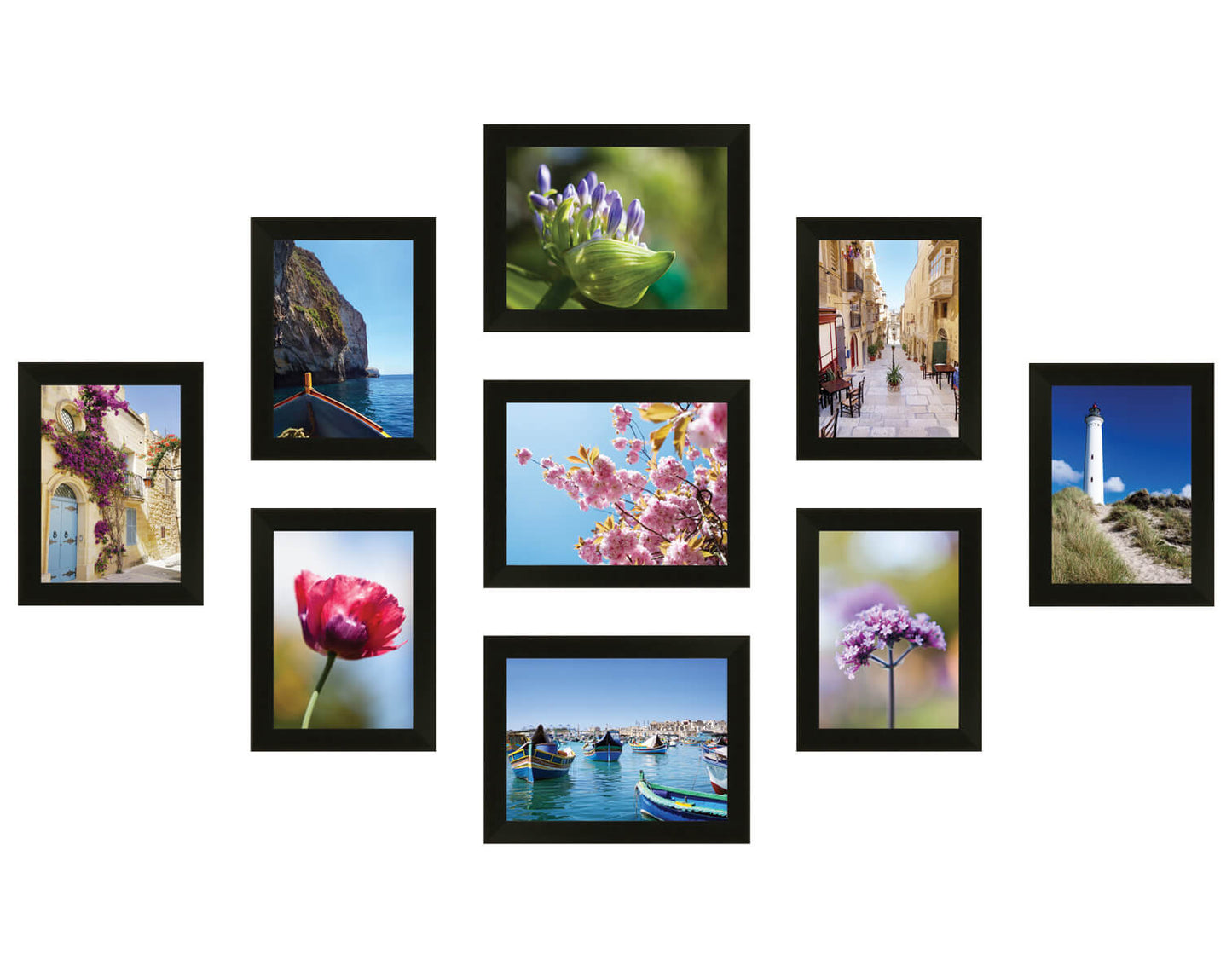 Fotomuur - 9 fotolijsten - SecaDesign Piazza Gallery - zwart