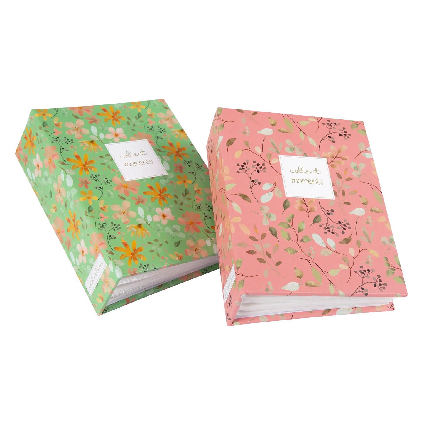 Goldbuch Insteek fotoalbum Floral - 100 foto's 10x15 cm - Set 1x groen / 1x roze