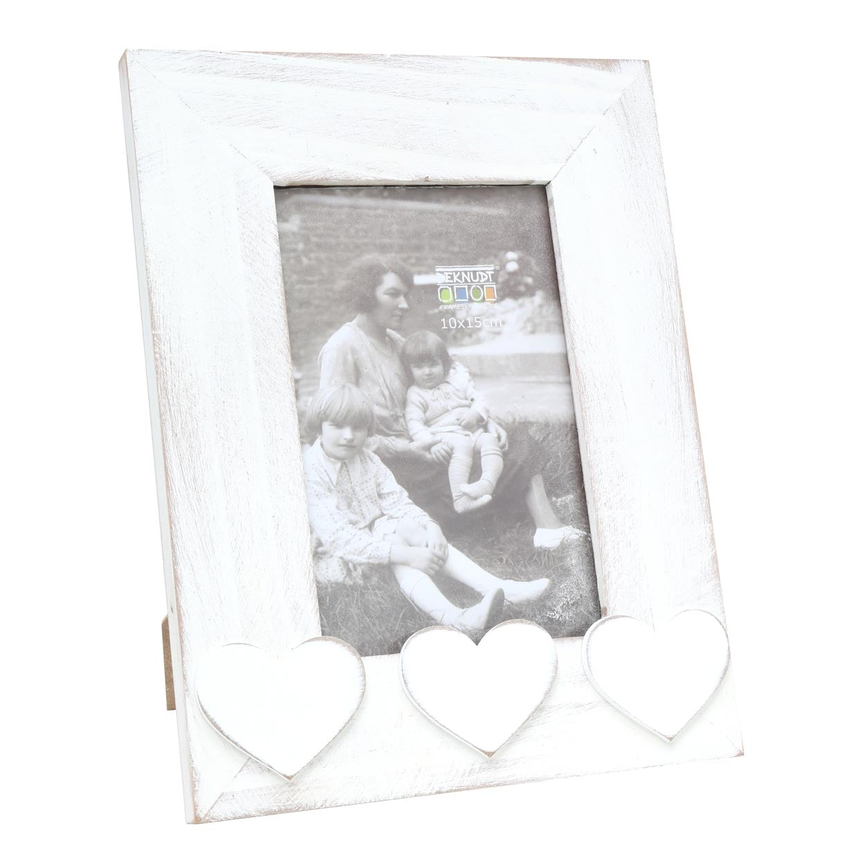 Landelijke fotolijst met hartjes - 10x15 cm - staand