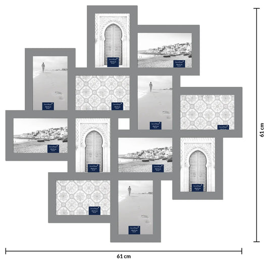 Collage fotolijst SecaDesign 12 foto's 10x15 cm - Grijs - COL1215G