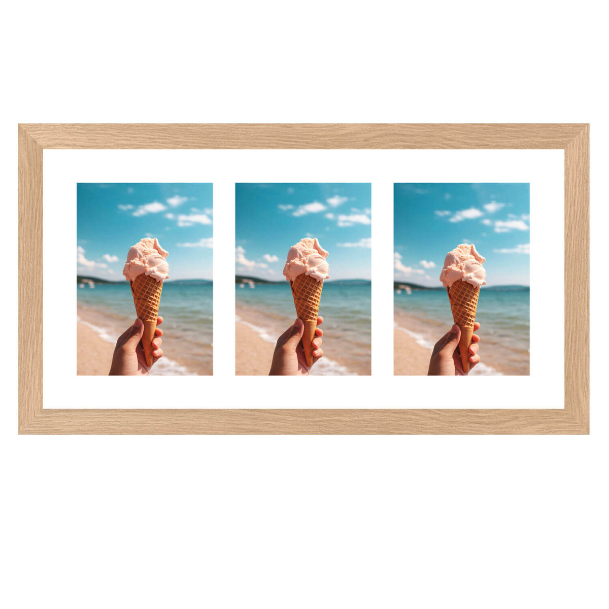 Fotolijst Anima - drieluik 13x18 cm - essenhout kleur