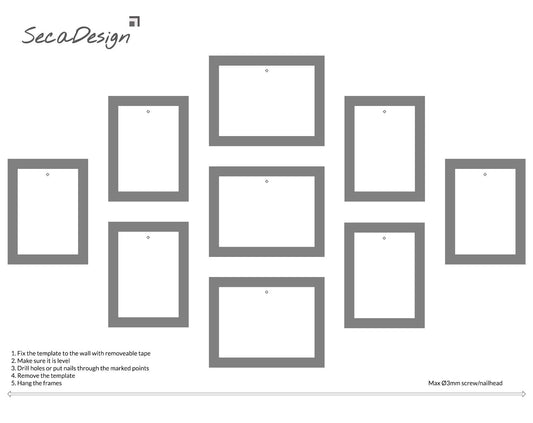 Fotomuur - 9 fotolijsten - SecaDesign Piazza Gallery - zwart