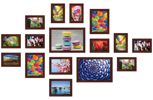 Fotomuur - 16 fotolijsten - SecaDesign Piazza Gallery - bruin