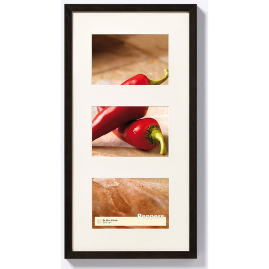 Peppers drieluik fotolijst zwart - 10x15 cm