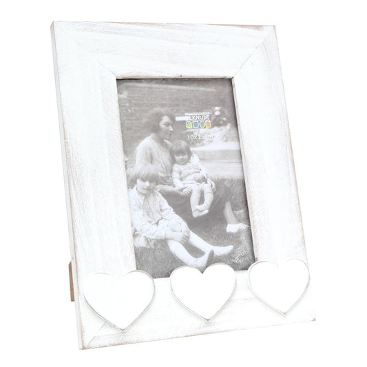 Landelijke fotolijst met hartjes - 10x15 cm - staand